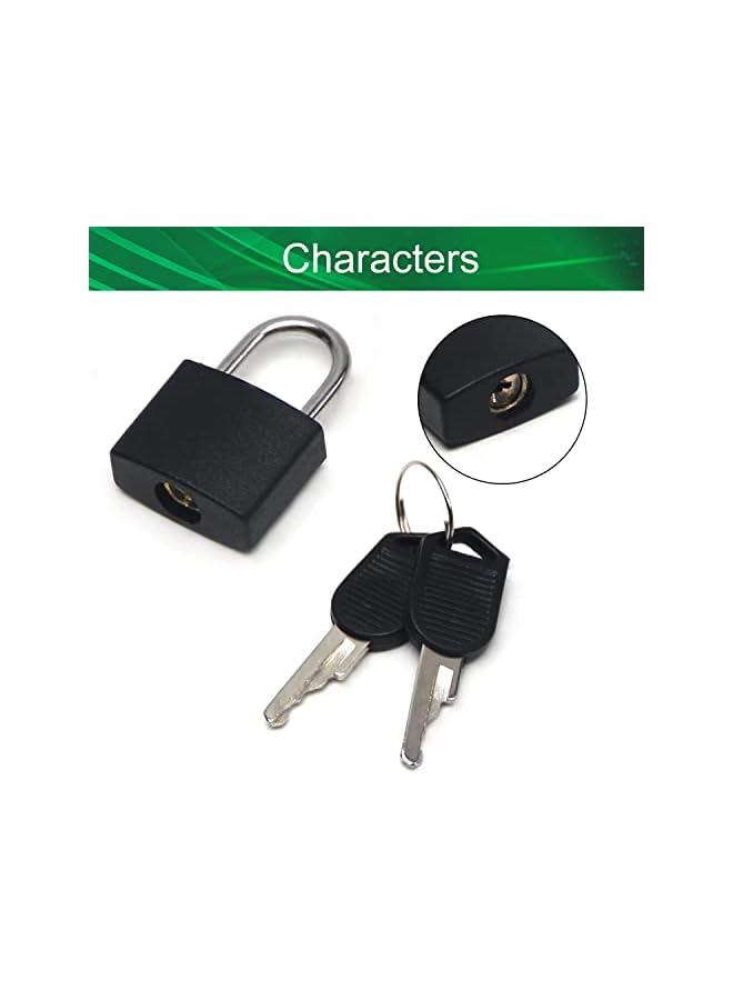 PROMASS PROMASS 5 Pack Metal Padlock Solid Brass Luggage, Backpack, Diary, Jewelry Box, Crafts, School Teaching Lock with Key and Durable Cover (Black)  - Image 3
