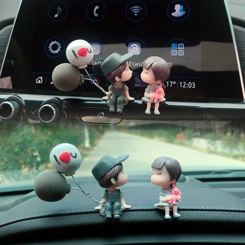 Japelessor Cute Cartoon Couple Design Car Ornament - Car Dashboard Decorations, Kissing Couple Figure Figurines Balloon Ornaments (B) - Image 4