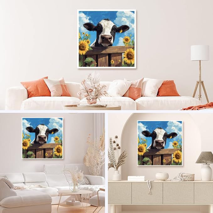 Baiwanerxiang 5D Highland Cow Diamond Painting Kits for Adults, Full Drill Flower Cow Diamond Art Kit with Gem Art for Adults, DIY Diamond Dots for Home Wall Decor, 12x16 Inches - Image 5