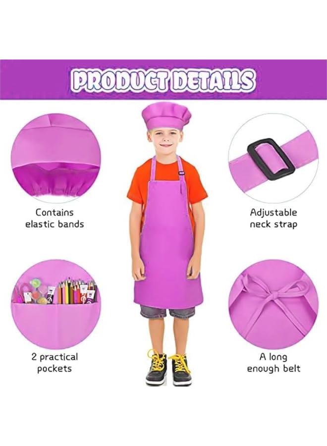 MIXDE Kids Apron with Chef Hat Set for 3-7 years old Boys & Girls Aprons with Pockets for Kitchen | kids Kitchen Cooking | Painting | Baking | Crafting | Home Kitchen | Classroom - Image 2
