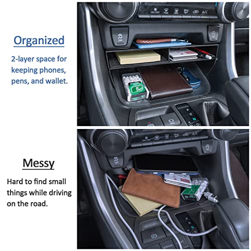 TOPINSTALL 2025 New Wider Opening Divider Compatible with Toyota Rav4 & RAV 4 Prime 2019-2025, Bigger Divider Slot Organizer for Phone with Case, Black ABS Material Storage Insert - Image 4