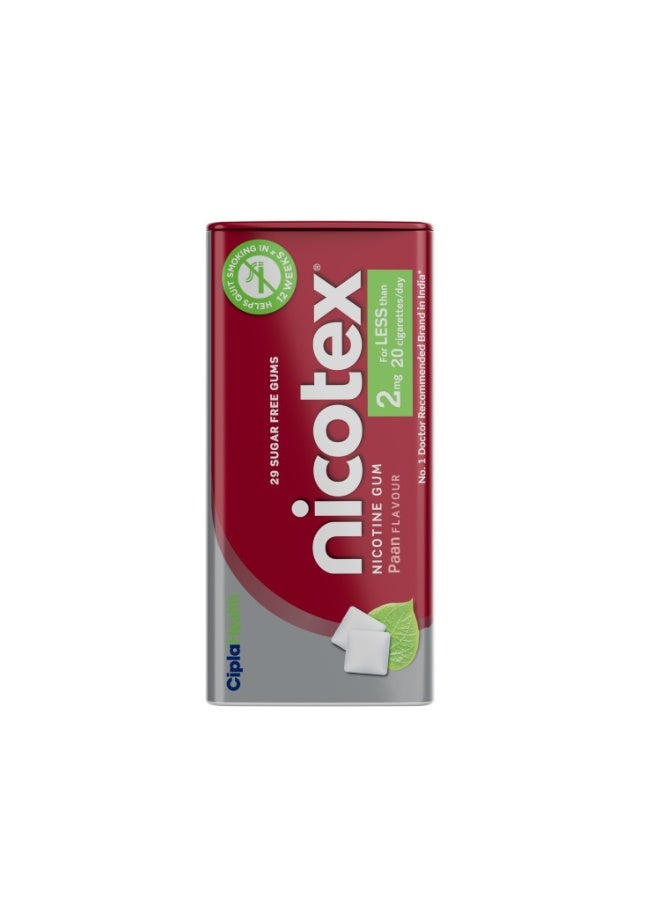 Cipla Nicotex Nicotine Sugar Free Paan Gums 2mg | Helps to Quit Smoking | WHO-approved Therapy | 29 Gums per Tin | Pack of 4 - Image 1