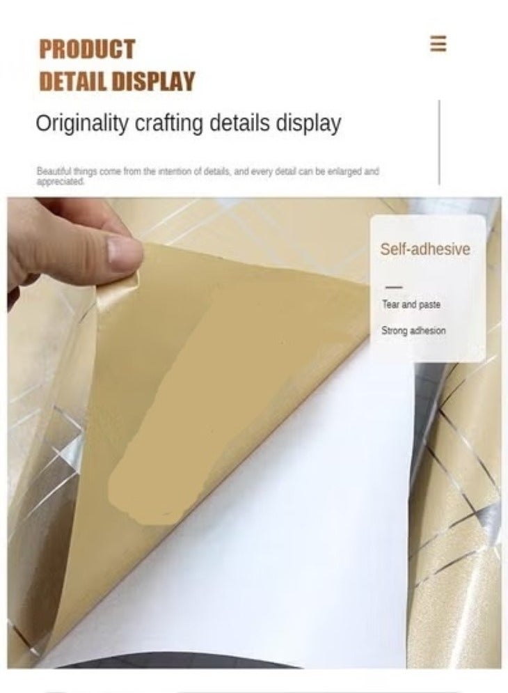 fashionhome 5 Pieces PVC Oil-Proof Wipe Clean Strong Adhesive Shining Decorative Wall Sticker for Kitchen Home 300x60 cm  - Image 2