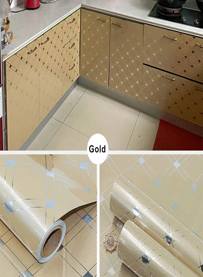fashionhome 5 Pieces PVC Oil-Proof Wipe Clean Strong Adhesive Shining Decorative Wall Sticker for Kitchen Home 300x60 cm  - Image 1