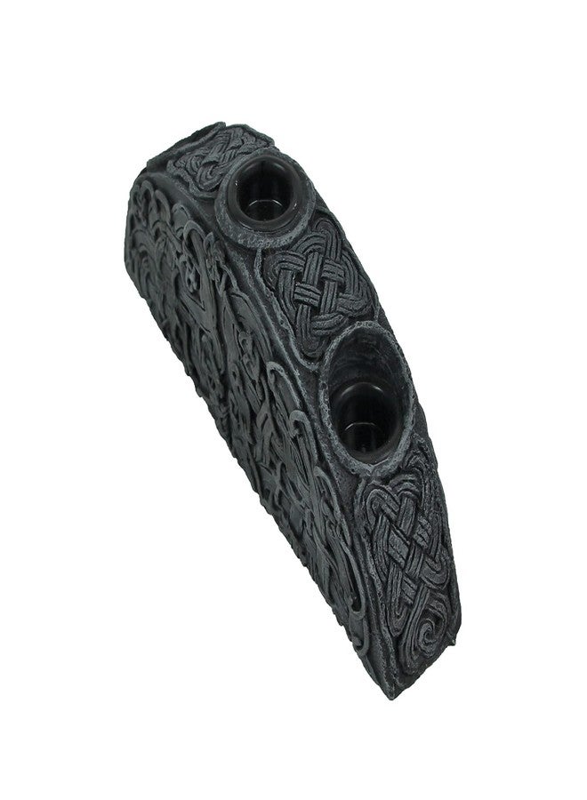 Things2Die4 Enchanting Gothic Triple Taper Candle Holder with Grey Stone Finish and Endless Knot Design - 8 Inches Long - A Darkly Elegant Accent for Halloween, Rituals, and Altars - Image 5