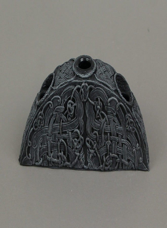 Things2Die4 Enchanting Gothic Triple Taper Candle Holder with Grey Stone Finish and Endless Knot Design - 8 Inches Long - A Darkly Elegant Accent for Halloween, Rituals, and Altars - Image 2