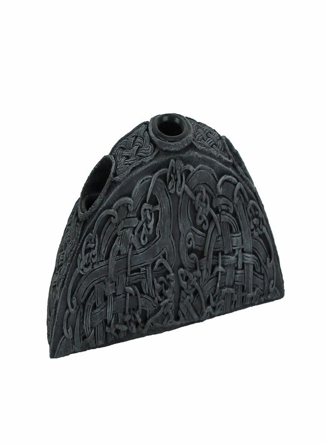 Things2Die4 Enchanting Gothic Triple Taper Candle Holder with Grey Stone Finish and Endless Knot Design - 8 Inches Long - A Darkly Elegant Accent for Halloween, Rituals, and Altars - Image 1