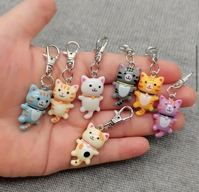 TraveEssentialz 5 pc Mini Cat Bag Hanging | Cute Earphones Case Pendant | Random 5 Colors Will Be Sent | Gift for Mother's Day | Travel Gift for Women and Girls - Image 1