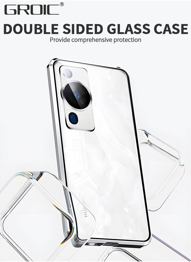GROIC Magnetic Case for Huawei P60 /P60 Pro6.67 inches, Double Sided HD Tempered Glass Fingerprint Unlock Super Magnetic Adsorption Metal Bumper Frame 360° Full Protective Phone Cover  - Image 2