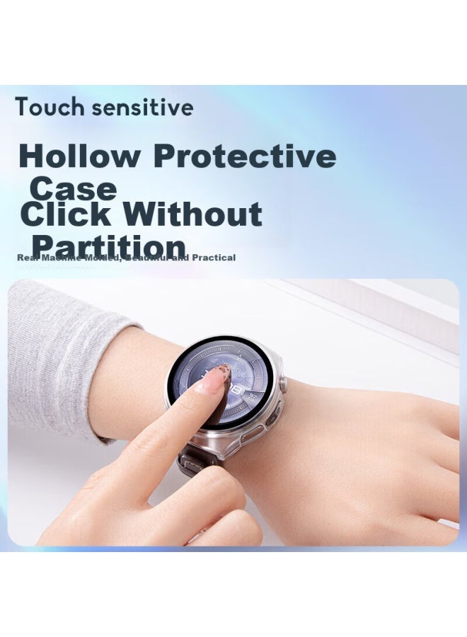 Watchbond Huawei Watch5 46mm Men's Pc Tempered Glass Half-cover Hollow Protective Case Sweatproof Matching Color Protective Shell - Image 2