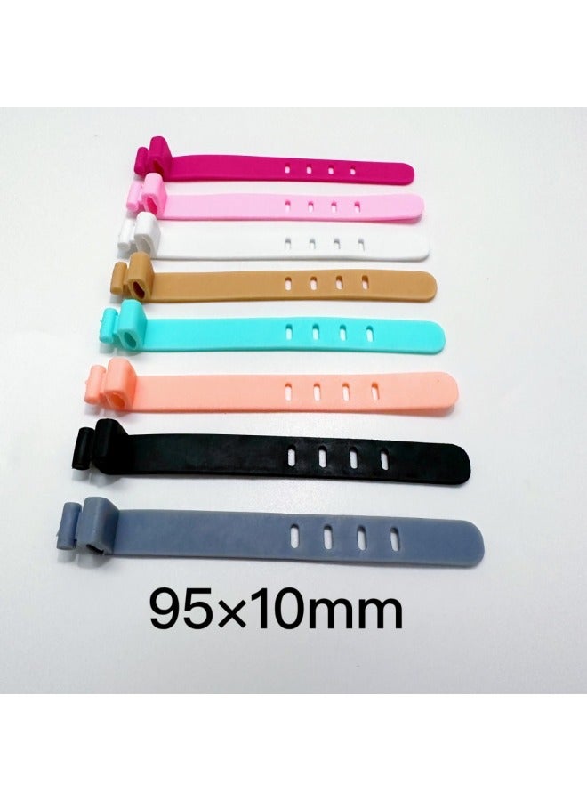 Loquat Convenient Storage Belt 2-hole 3-hole 4-hole Data Cable Tie Earphone Binding Cable Organizer Silicone Strap Winder-Color:Orange Yellow (64mm2 Hole Oval Buckle) - Image 5