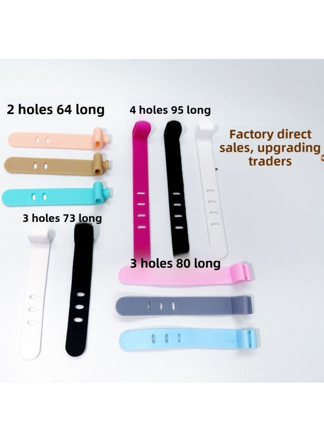 Loquat Convenient Storage Belt 2-hole 3-hole 4-hole Data Cable Tie Earphone Binding Cable Organizer Silicone Strap Winder-Color:Orange Yellow (64mm2 Hole Oval Buckle) - Image 2