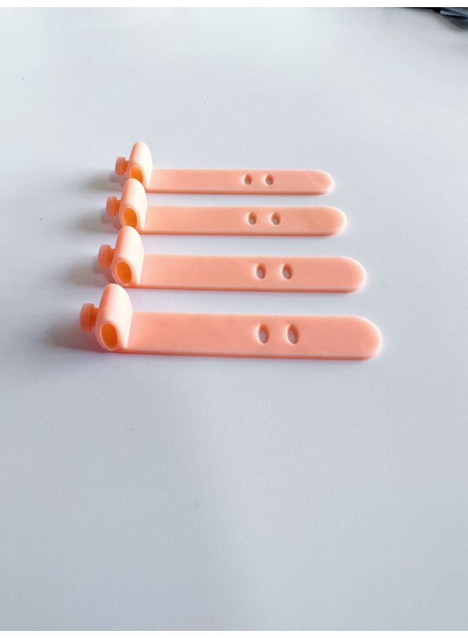 Loquat Convenient Storage Belt 2-hole 3-hole 4-hole Data Cable Tie Earphone Binding Cable Organizer Silicone Strap Winder-Color:Orange Yellow (64mm2 Hole Oval Buckle) - Image 1