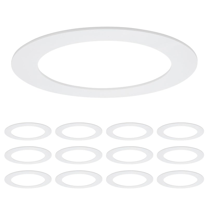 Maxxima 12 Pack 6 in. Goof Rings for Recessed Lights, Can or Canless Lighting Round Downlight Trim Ring, Outer Diameter 8.6â€ Inner Diameter 6.22â€, Durable Plastic Design, White Extended Trim - Image 1