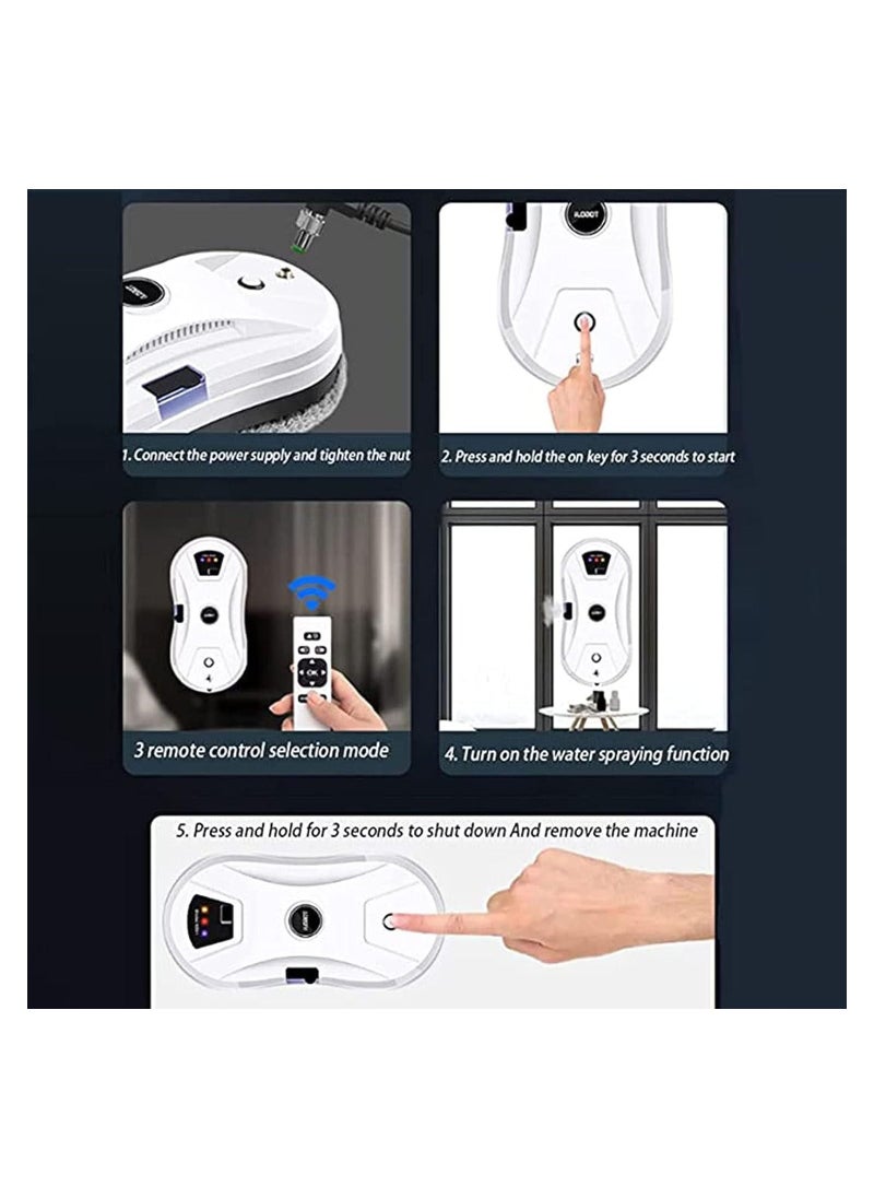 Window Glass Cleaning Automatic Smart Robot Cleaner Intelligent Automatic Cleaner Robot with Ultrasonic Water Spray And Control for Outdoor/Indoor Windows Table Tile Ceiling