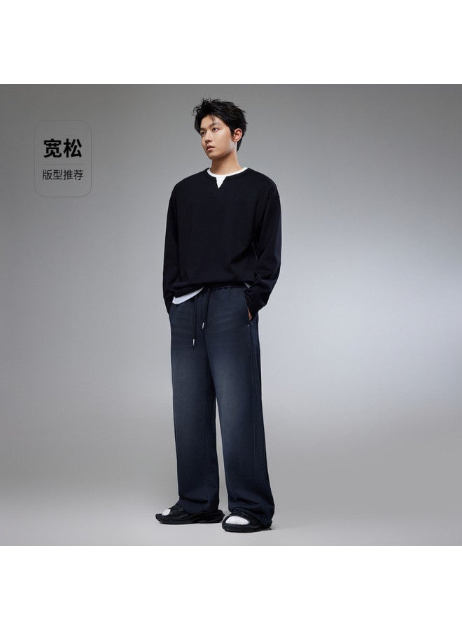 Cabbeen Men's T-shirt With False Two-piece Double-layer Collar Design, Easy To Care For, Autumn Long Sleeve T-shirt - Image 4