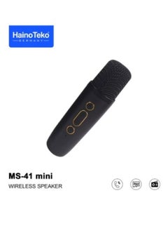 Haino Teko Haino Teko Germany MS-41 Mini Wireless Bluetooth Portable Speaker with Karaoke Microphone Black with Colorful Lights  - Image 3