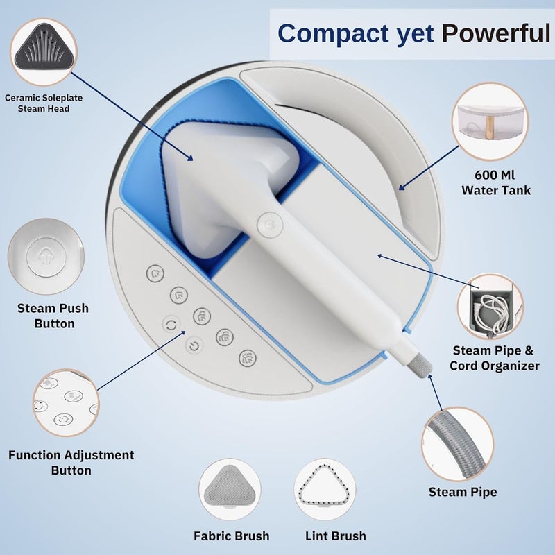 MISK MISK 2300W Garment Steamer for Clothes Professional Standing Steam Iron 5 Steam Mode Horizontal Vertical Ironing 600ML Water Tank Clothes Steamer For Home 1 year warranty  - Image 2