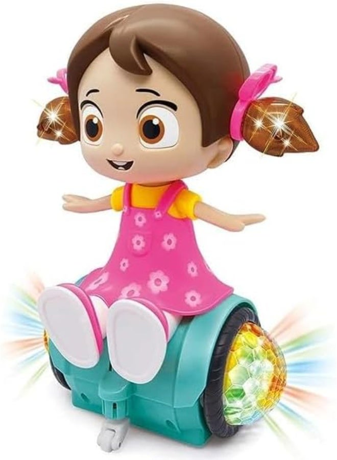 WAHA TOYS Dancing Girl Toy with Flashing Lights, 360° Rotating Musical Dance Doll, Interactive Spinning Toy for Kids - Image 1