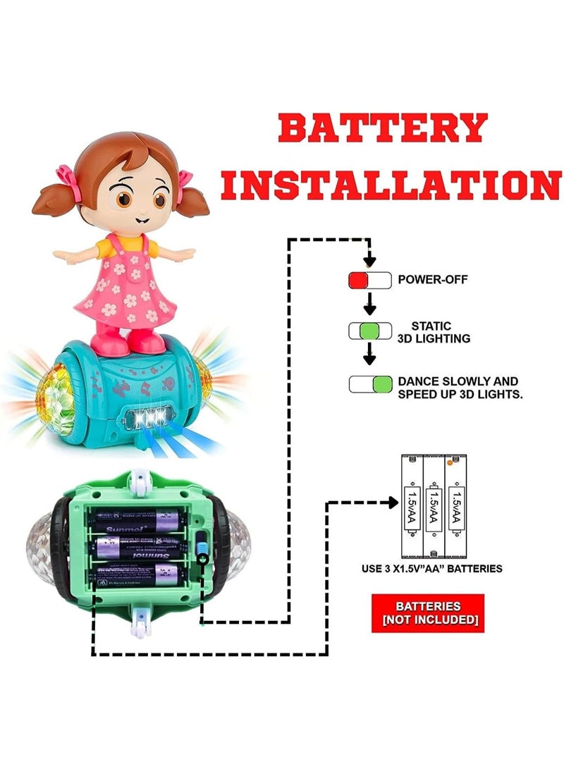 WAHA TOYS Dancing Girl Toy with Flashing Lights, 360° Rotating Musical Dance Doll, Interactive Spinning Toy for Kids - Image 3