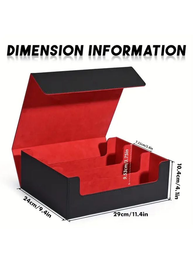 Magnetic Card Storage Box 1800 Capacity Strong Magnetic Faux Leather Holder For Trading Sports Cards Black - Image 3