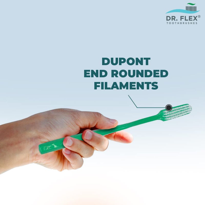 Dr. Flex HARD Toothbrush with Dupont Filaments, Anti-Bacterial Container for Adults- Pack of 4, Multicolour Manual Toothbrushes with Cover for Travel, Home, Oral Hygiene Care, Made in India - Image 3