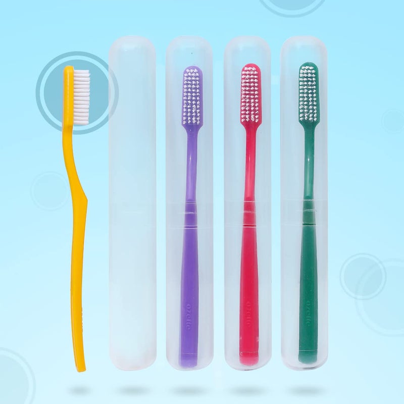 Dr. Flex HARD Toothbrush with Dupont Filaments, Anti-Bacterial Container for Adults- Pack of 4, Multicolour Manual Toothbrushes with Cover for Travel, Home, Oral Hygiene Care, Made in India - Image 5