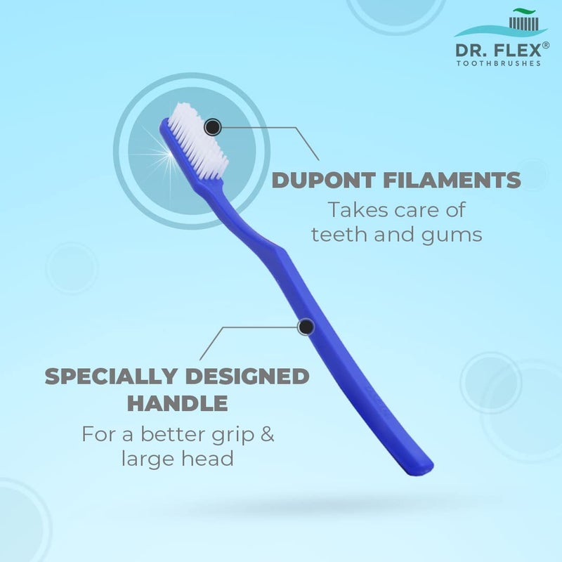 Dr. Flex HARD Toothbrush with Dupont Filaments, Anti-Bacterial Container for Adults- Pack of 4, Multicolour Manual Toothbrushes with Cover for Travel, Home, Oral Hygiene Care, Made in India - Image 2