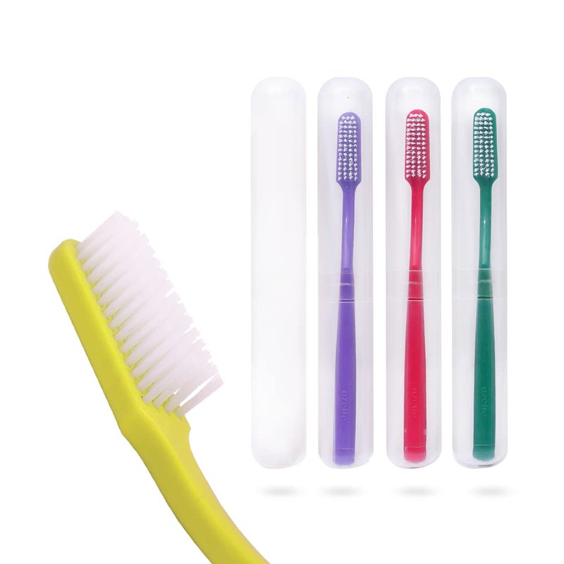Dr. Flex HARD Toothbrush with Dupont Filaments, Anti-Bacterial Container for Adults- Pack of 4, Multicolour Manual Toothbrushes with Cover for Travel, Home, Oral Hygiene Care, Made in India - Image 1