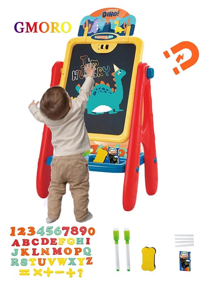 GMORO Carton Kids Art Easel,Available on Both Sides,Clean and Dust-Free,Standing Magnetic Drawing Board - Image 1