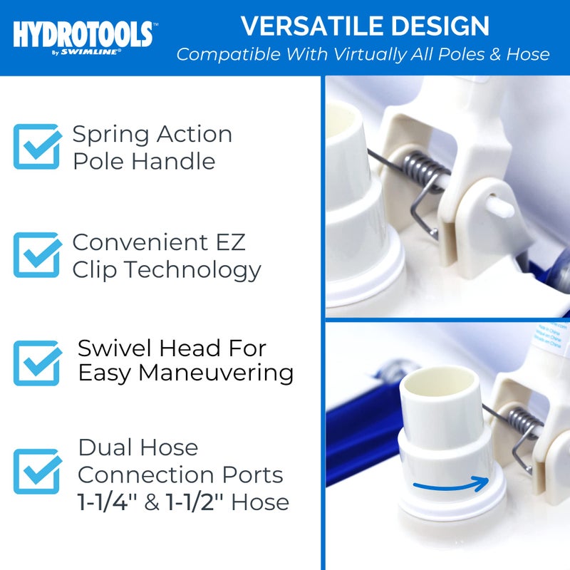 SWIMLINE HYDROTOOLS Manual Vacuum Head Attachment For Inground & Above Ground Pools |Weighted Flexible Swimming Pool Vac Head Rectangle Shape W/ Wheels| Swivel Hose 1-1/4 or 1-1/2â€™â€™| Clean 8150 - Image 5