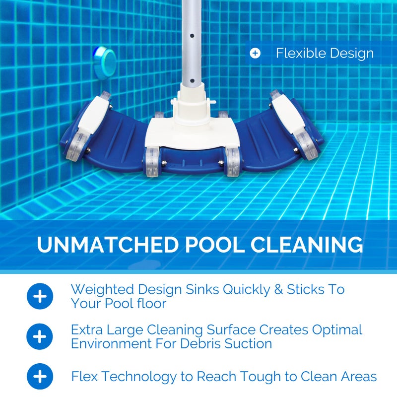 SWIMLINE HYDROTOOLS Manual Vacuum Head Attachment For Inground & Above Ground Pools |Weighted Flexible Swimming Pool Vac Head Rectangle Shape W/ Wheels| Swivel Hose 1-1/4 or 1-1/2â€™â€™| Clean 8150 - Image 3