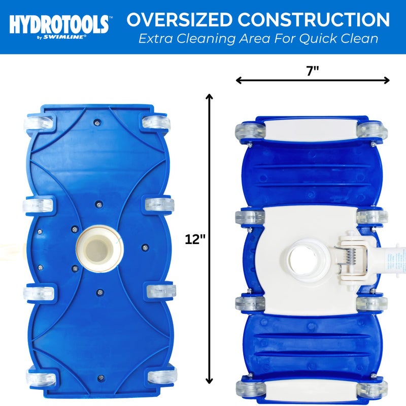 SWIMLINE HYDROTOOLS Manual Vacuum Head Attachment For Inground & Above Ground Pools |Weighted Flexible Swimming Pool Vac Head Rectangle Shape W/ Wheels| Swivel Hose 1-1/4 or 1-1/2â€™â€™| Clean 8150 - Image 4