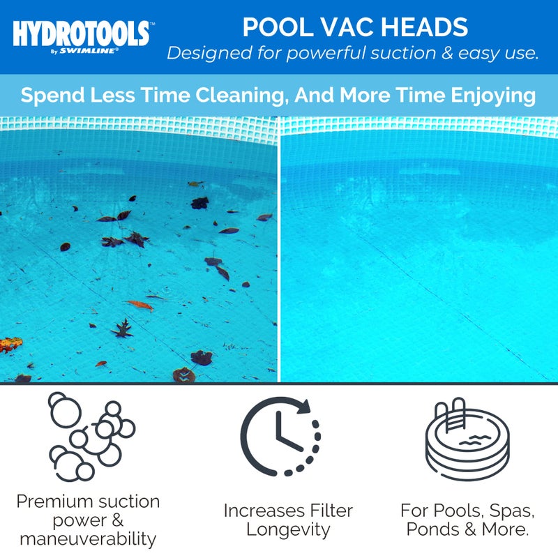 SWIMLINE HYDROTOOLS Manual Vacuum Head Attachment For Inground & Above Ground Pools |Weighted Flexible Swimming Pool Vac Head Rectangle Shape W/ Wheels| Swivel Hose 1-1/4 or 1-1/2â€™â€™| Clean 8150 - Image 2