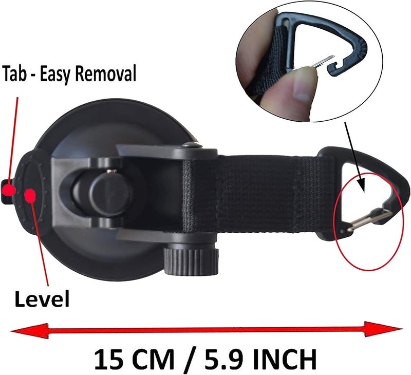 Pmsanzay 4 Pack, Heavy Duty Suction Cup Hooks Anchor with Straps, Strong Suction Cup Tie Downs - Double Suction, for PVC Inflatable Boat Raft Dinghy Kayak SUP - Image 2
