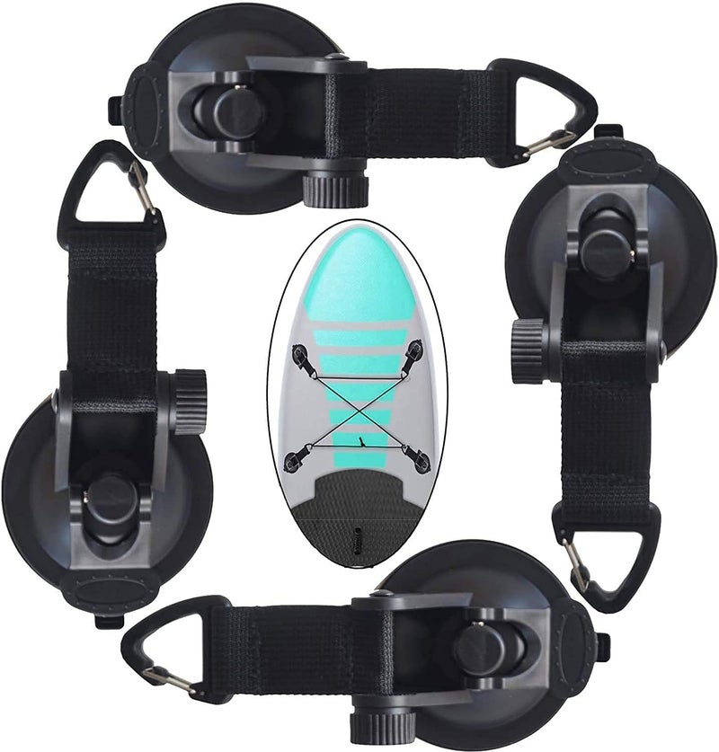 Pmsanzay 4 Pack, Heavy Duty Suction Cup Hooks Anchor with Straps, Strong Suction Cup Tie Downs - Double Suction, for PVC Inflatable Boat Raft Dinghy Kayak SUP - Image 1