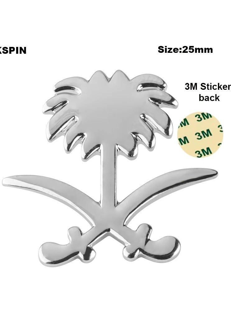 Saudi Arabia logo stickers, two swords and a palm tree, new high quality 3D metal iron mobile phone stickers 