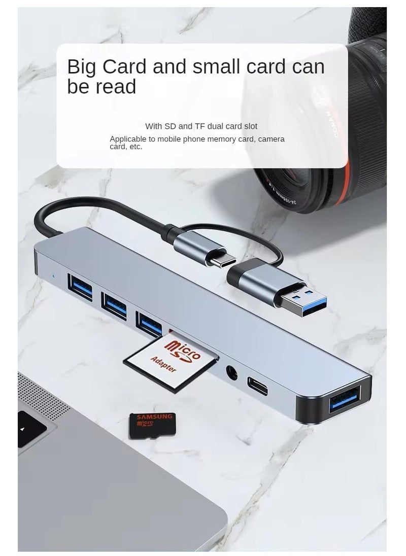 TIGER - 8-in-1 USB C Hub Type C Multiport Adapter with 4K HDMI, PD Power Delivery, Ethernet, USB-C, 2 USB Ports, SD/TF Card Reader – Compatible with MacBook Pro, XPS, Dell, HP, ASUS & Other Type-C Devices - Image 1