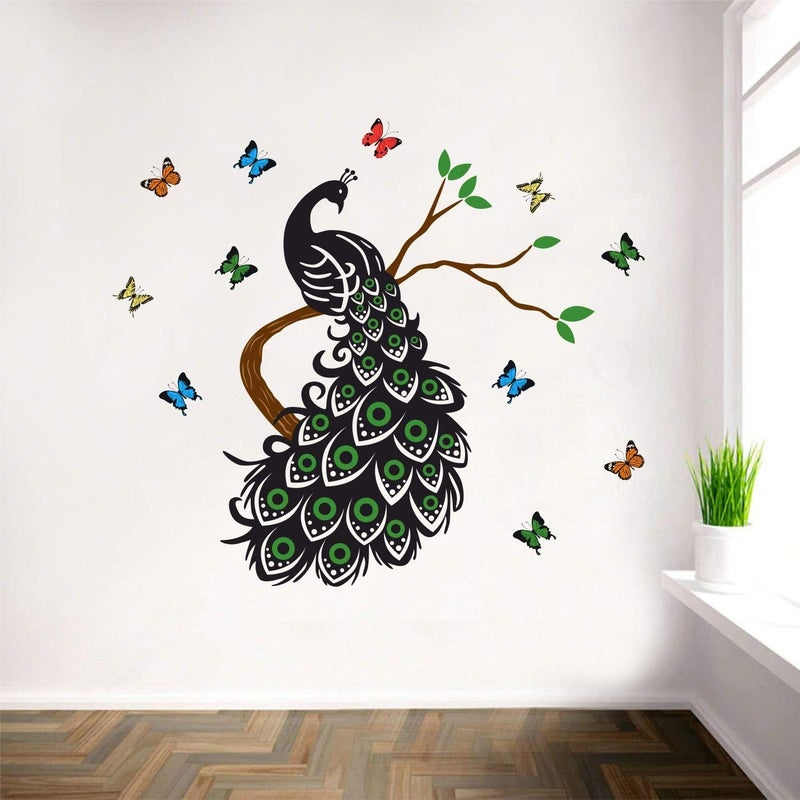 StickMe 'Peacock with Butterfly - Colour Full Butterflies Wall Sticker' - Image 2