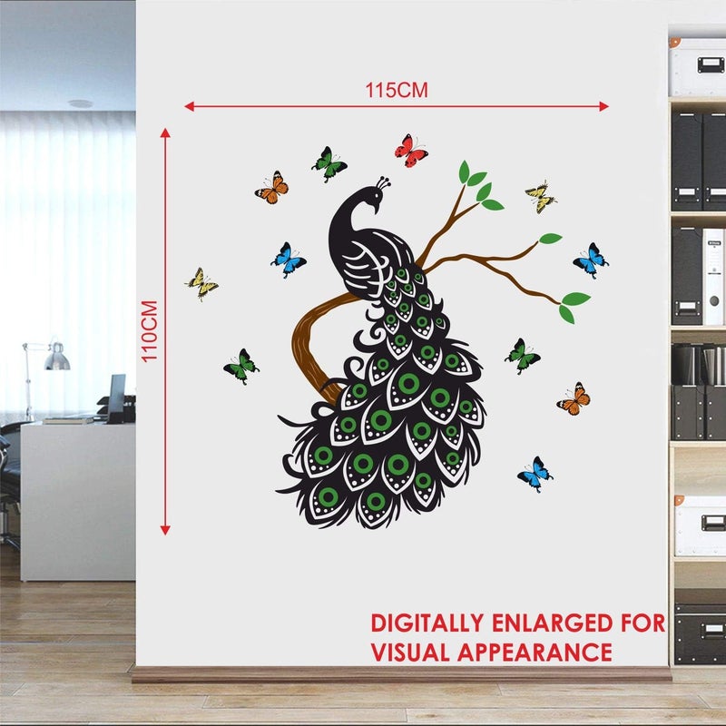 StickMe 'Peacock with Butterfly - Colour Full Butterflies Wall Sticker' - Image 3