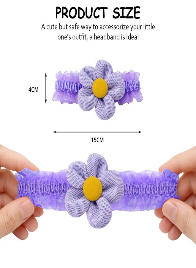 SYGA Pack of 3 Baby Headbands for Girls 0-3 Years | Soft Stretchable Lace Hairbands | Flower Design with Elastic Band | Newborn Infant Toddler Hair Accessories(STYLE-04) - Image 4