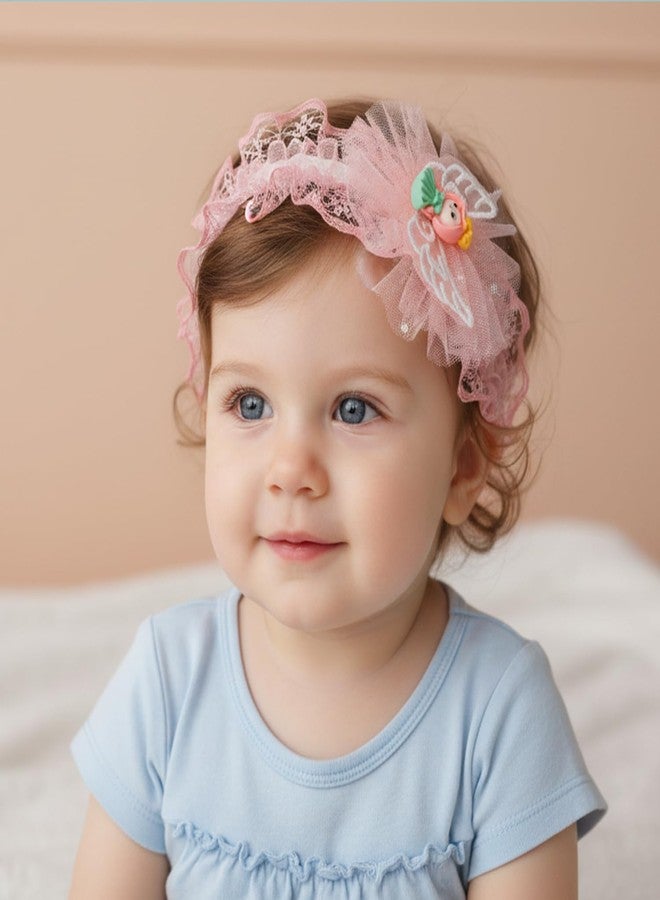 SYGA Pack of 3 Baby Headbands for Girls 0-3 Years | Soft Stretchable Lace Hairbands | Flower Design with Elastic Band | Newborn Infant Toddler Hair Accessories(STYLE-04) - Image 3