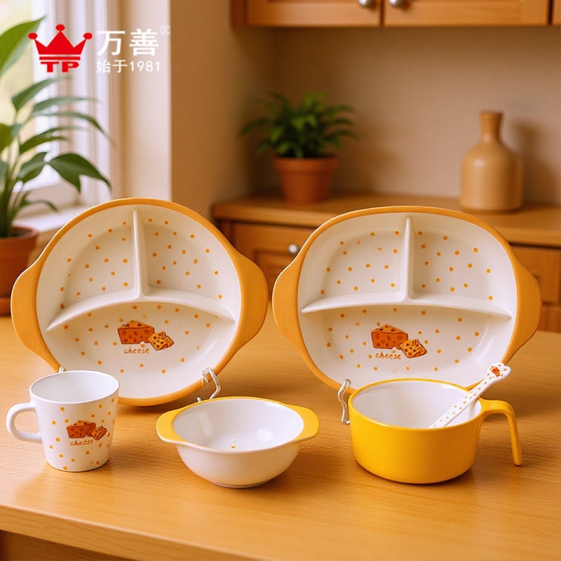 Light Food Tableware Set, Dishes And Gifts, Melamine Bamboo Fiber, High-Looking And Cute Plate, Handle Bowl, Eating Bowl - Image 2