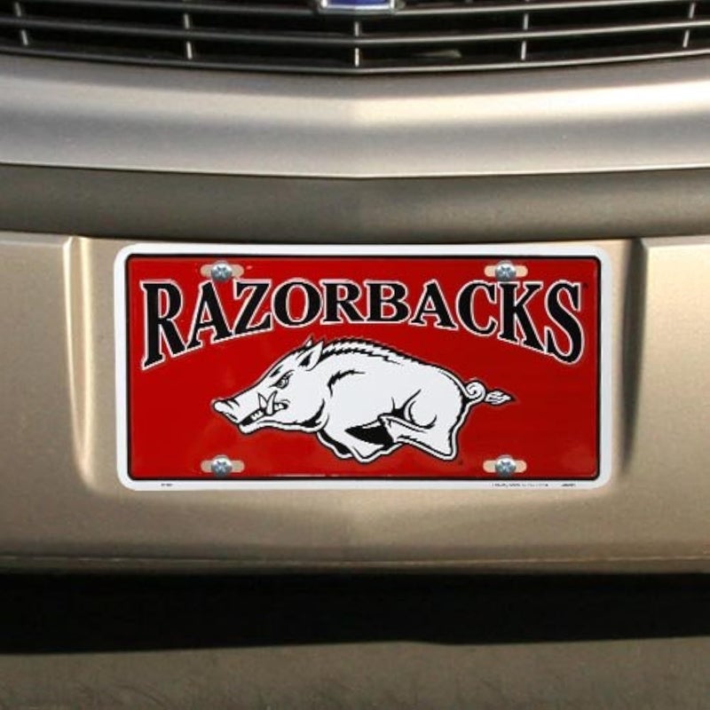Football Fanatics Arkansas Razorbacks Cardinal Metal License Plate