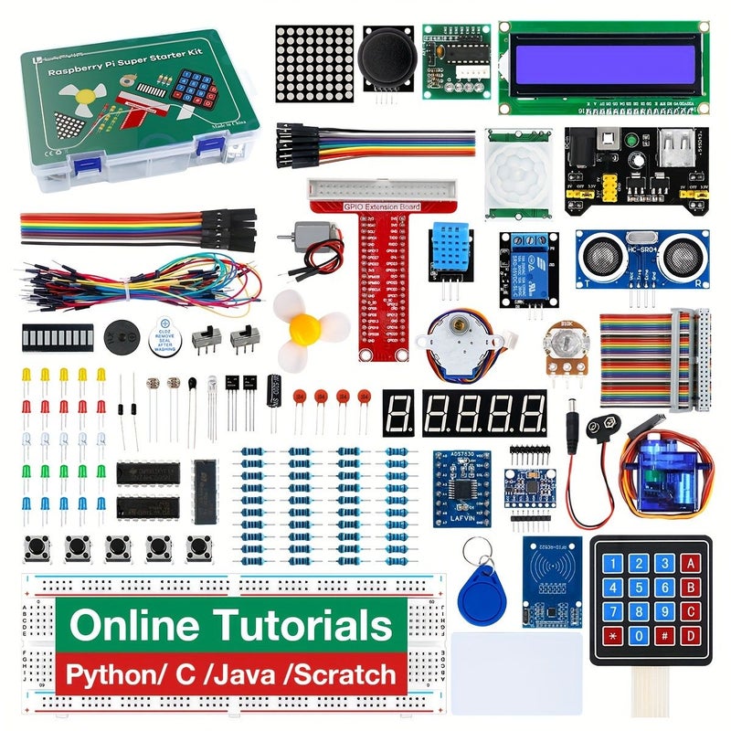 مجموعة البدء LAFVIN Raspberry Pi مع دروس 1Kit لـ Python و C و Java و Scratch - Image 1