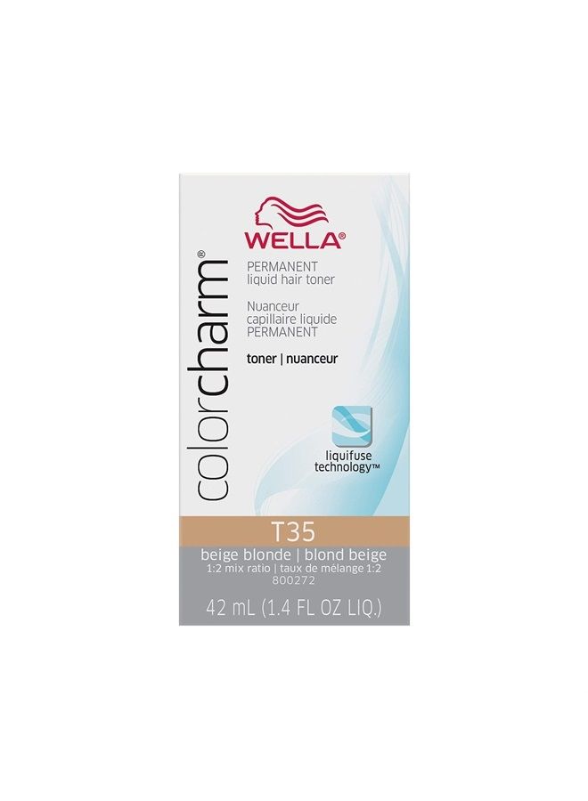 WELLA Color Charm تونر الشعر WELLA colorcharm، يحيد اللون النحاسي باستخدام تقنية Liquifuse، T35 أشقر بيج، 1.4 أونصة - Image 1
