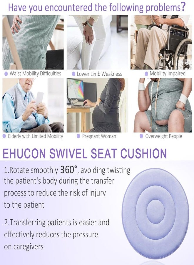Ehucon Swivel Seat Cushion 360 Degree Rotating Seat Cushion Light Weight Portable Pivot Disc Pad for Elderly, Pregnant Woman, Swivel Car Seat. Easy Turning from Bed to Wheelchair or Chair-17.7"X17.7" - Image 2