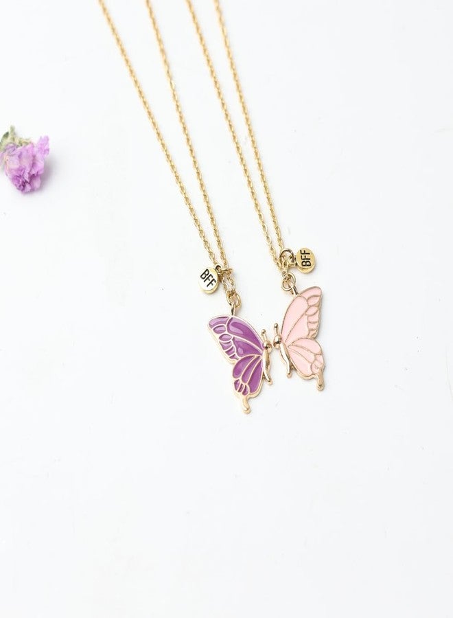 TISDA Friendship BFF Necklace Matching Butterfly Necklace for Best Friends, BFF Jewelry, 2 Pieces (Pink Purple) - Image 2
