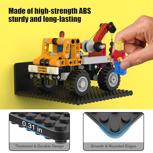BlissBox 6-Pack Floating Shelves for Wall Compatible with Lego Building Bricks, 5x5.5inch Dual‑Sided 16x17 Studs for Toy Brick Storage and Display, ABS Display Shelves for Room Decor, Black - Image 5