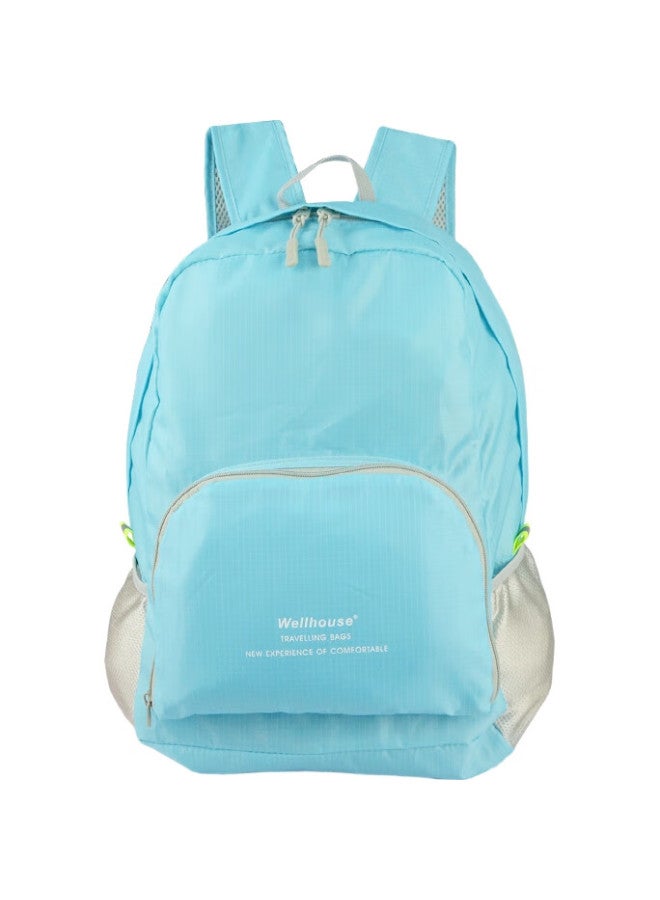 Wellhouse Backpack, Foldable Unisex Backpack, Outdoor Leather Bag, Spare Bag, Waterproof And Lightweight, Sky Blue - Image 3